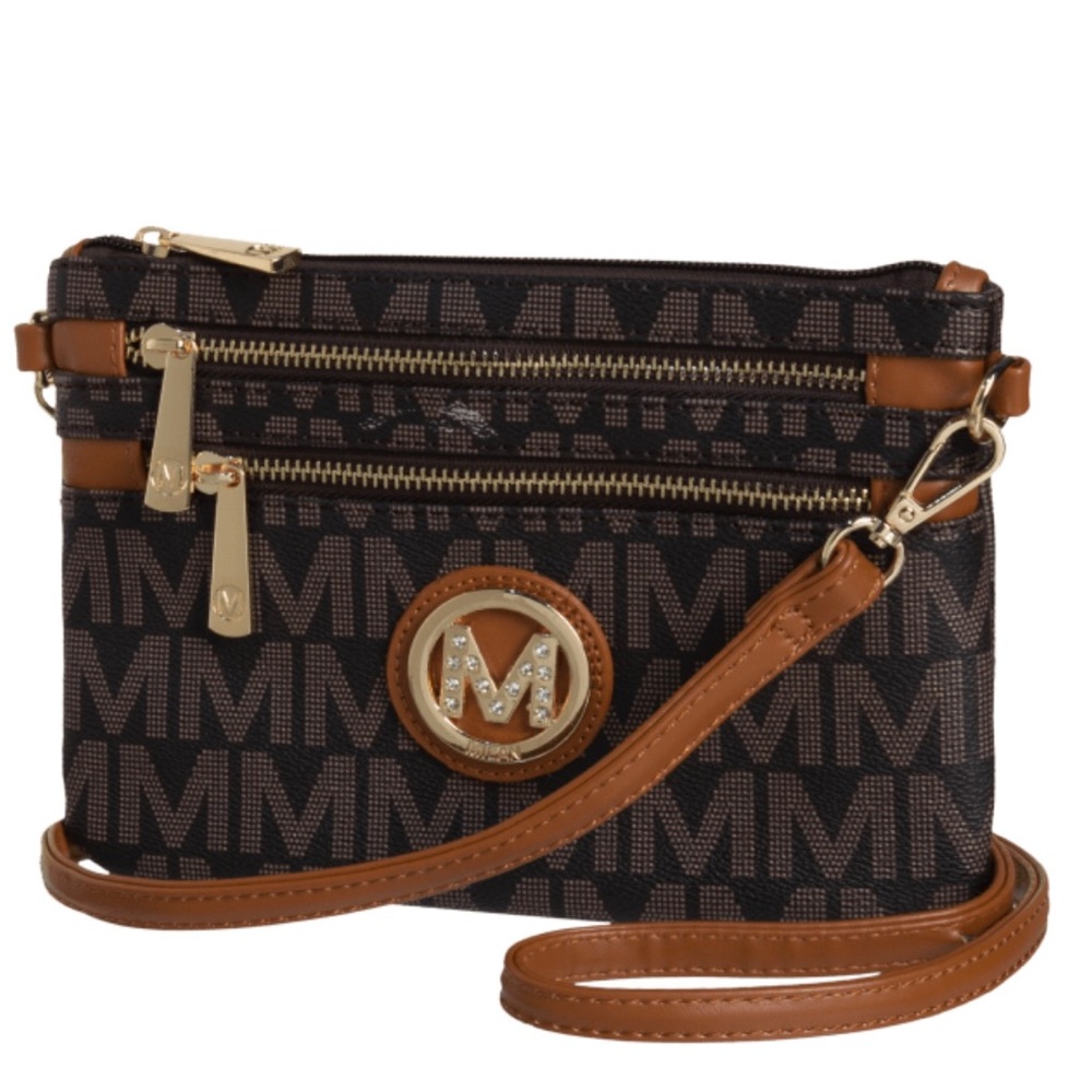 Vegan Leather Crossbody Wristlet Combo Bag NEW